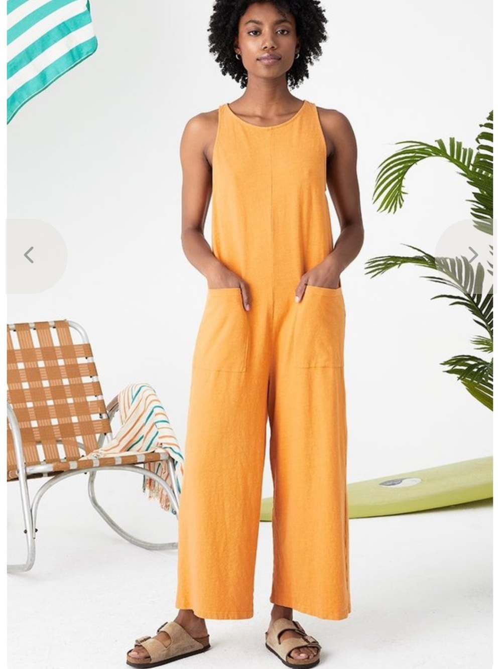 Back beat co organic cotton and hemp everyday jumpsuit in golden yellow size med